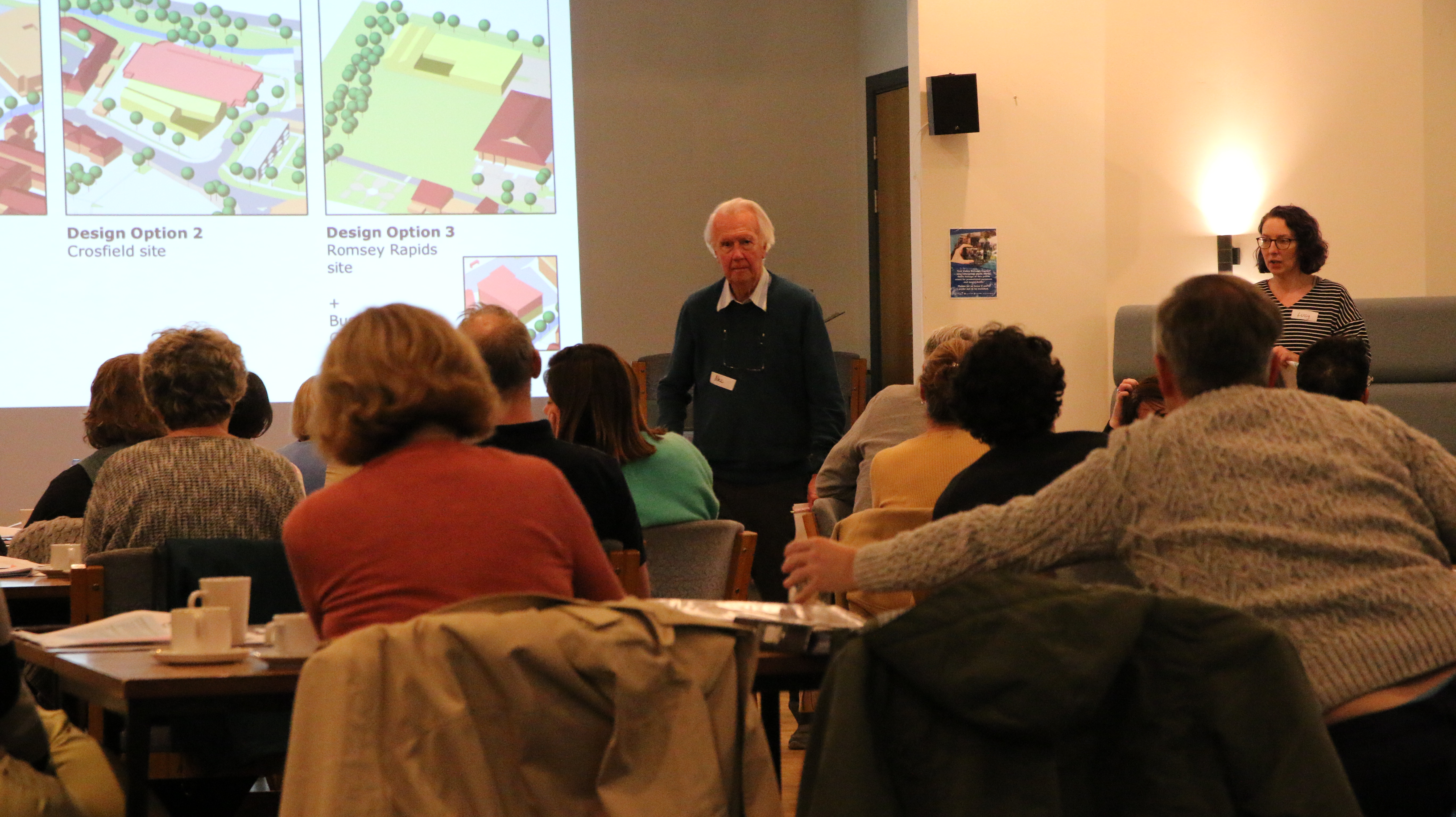 A photograph of the three options being presented to the Citizens' Assembly