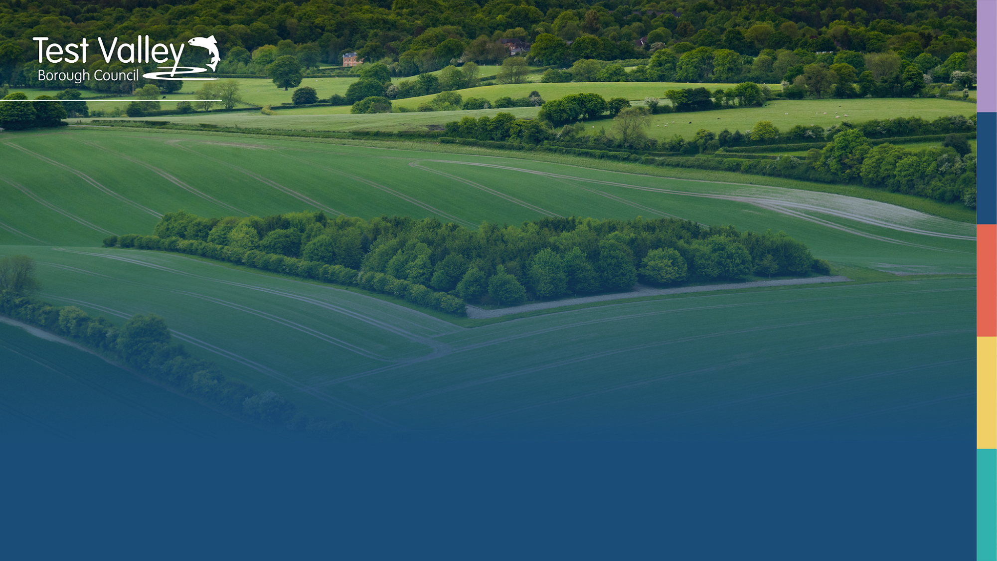 Rural scene of fields and small copse in Test Valley