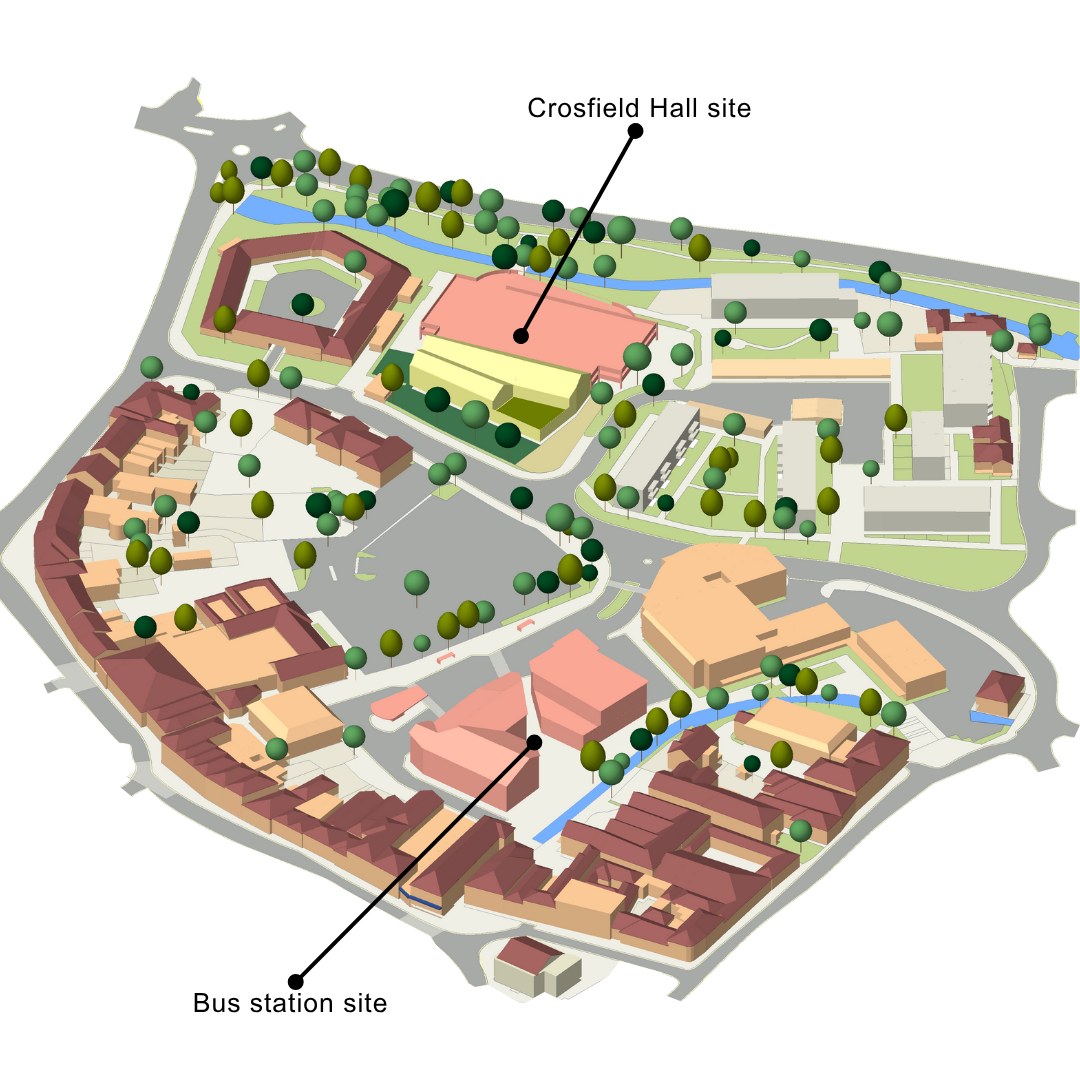 Annotated drawing of option 2 showing the different sites