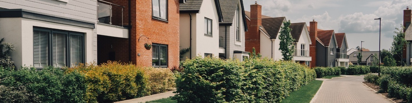 Row of detached and semi detached homes